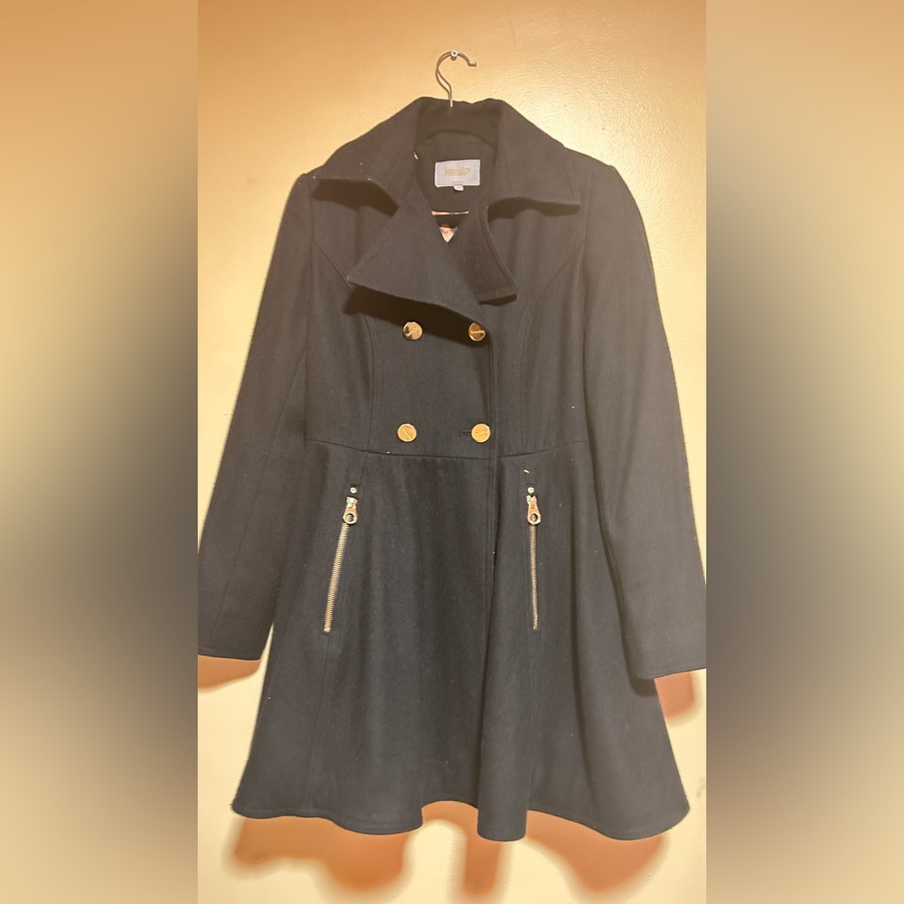 CL by Laundry Black Pea Coat with Gold Buttons